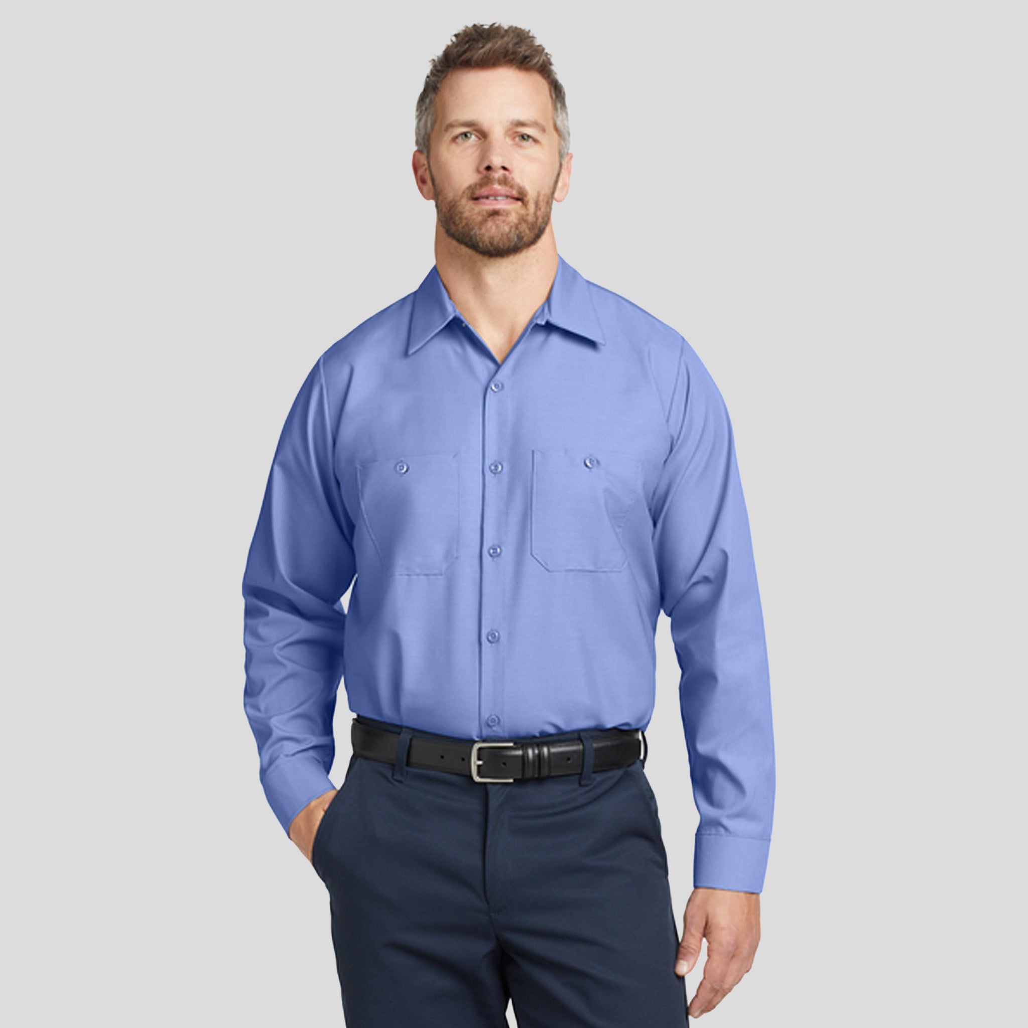 Men's Long Sleeve Industrial Work Shirt | Light Blue