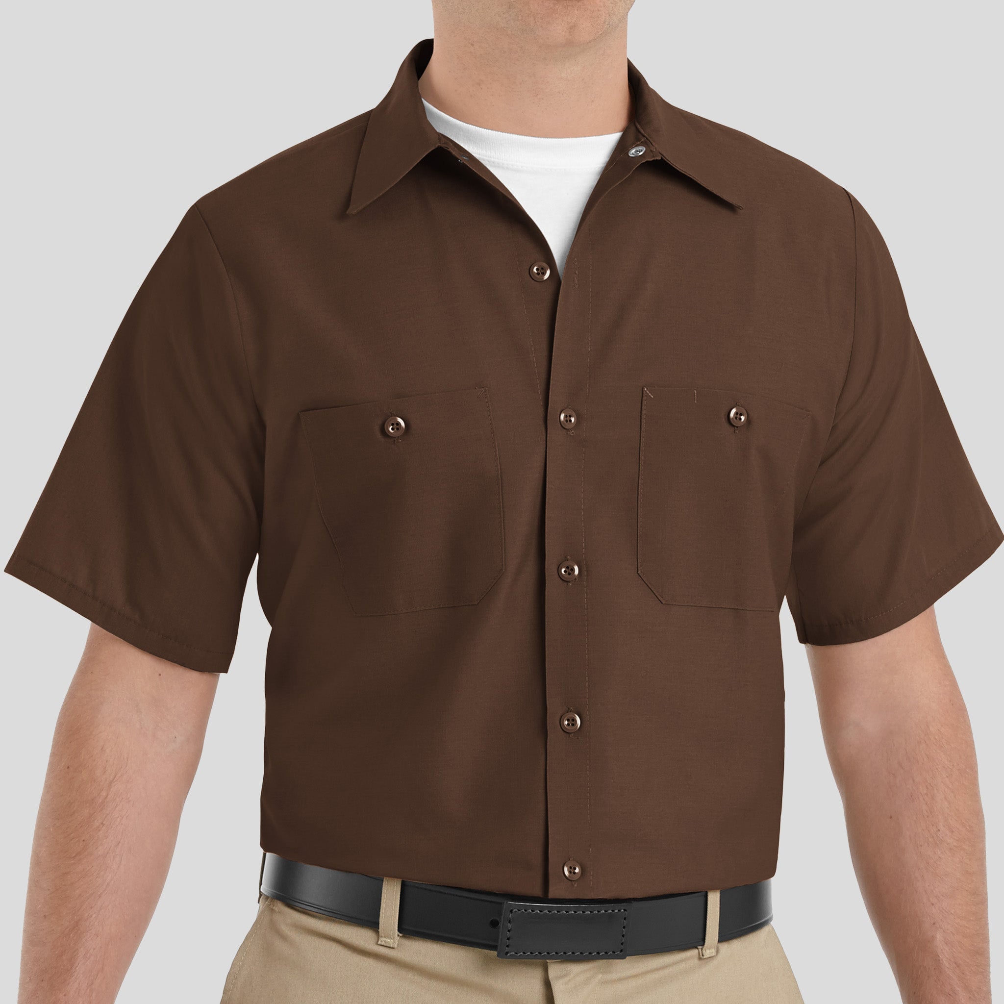 Men's Short Sleeve Industrial Work Shirt | Chocolate Brown