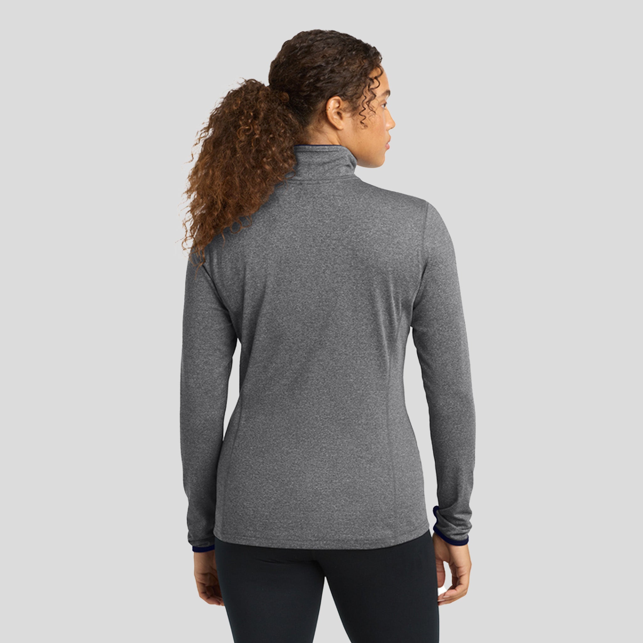 Women's Sport-Wickยฎ Stretch Contrast Full-Zip Jacket | Charcoal Grey Heather/True Navy