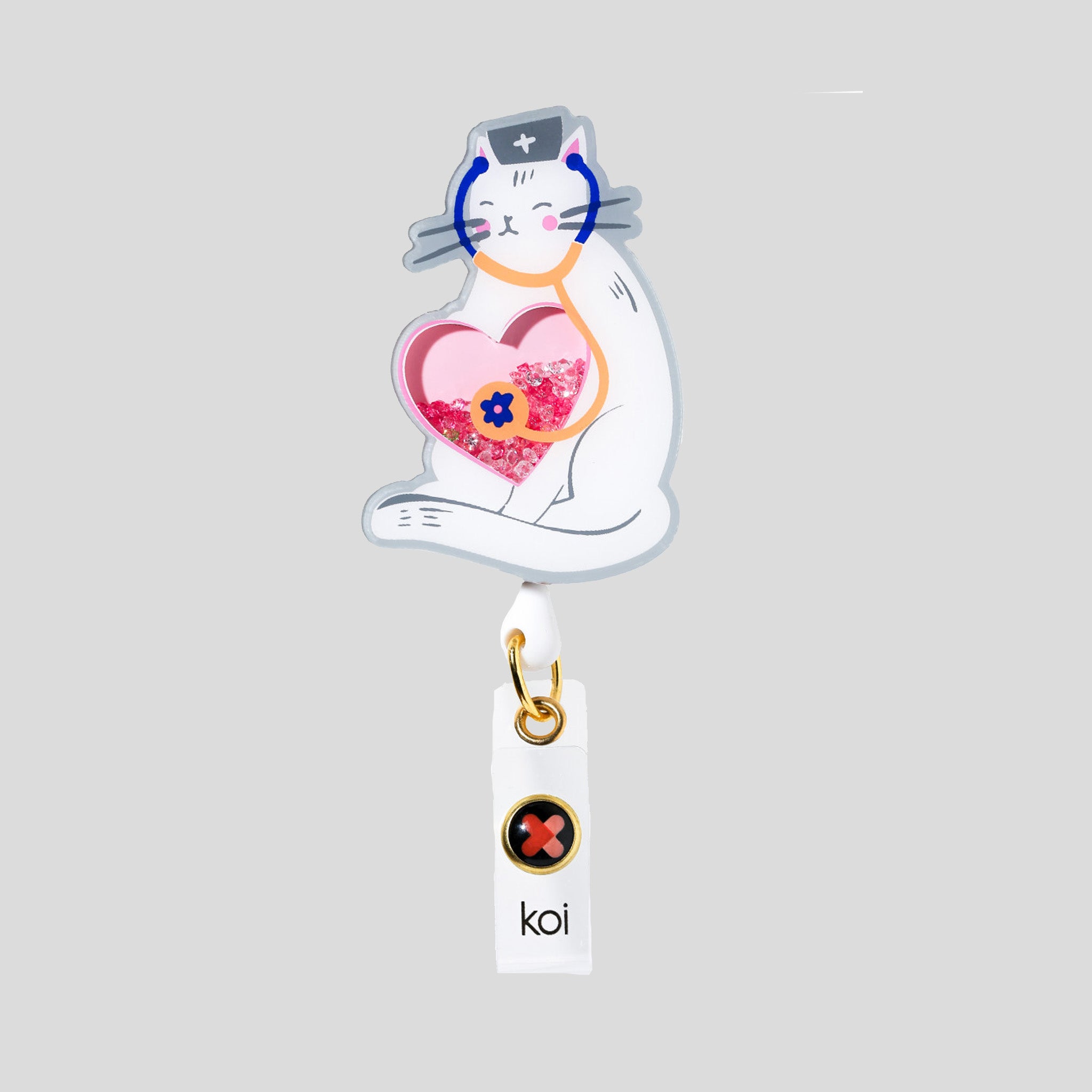 Nurse Cat Shaker Badge Reel