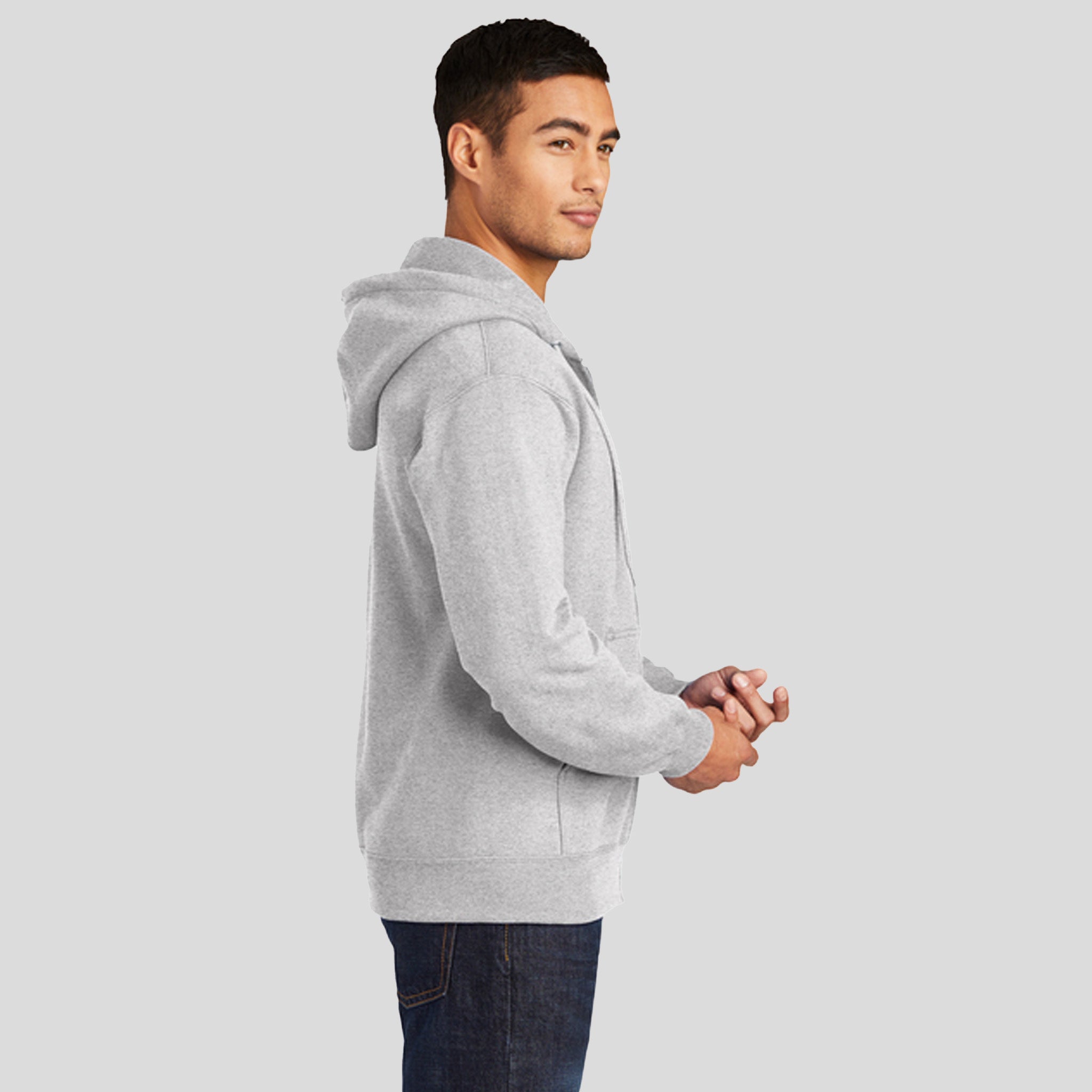 Essential Fleece Full-Zip Hooded Sweatshirt | Ash